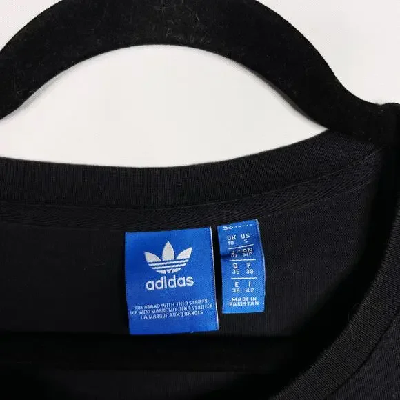 Adidas Originals Womens Small Black Trefoil TShirt Dress Short Sleeve Crew Neck - Picture 6 of 8